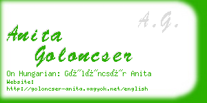 anita goloncser business card